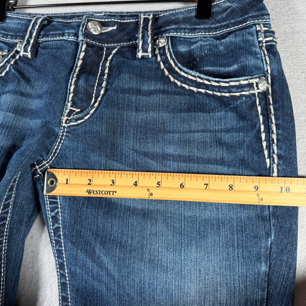 Miss Me Signature Skinny Jeans Dark Wash Thick Stitch Embellished JS5014S58 31 - Picture 9 of 16